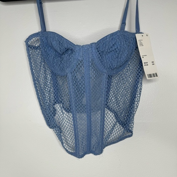 Urban Outfitters out from under blue overdrive fishnet corset NWT medium - Picture 3 of 6